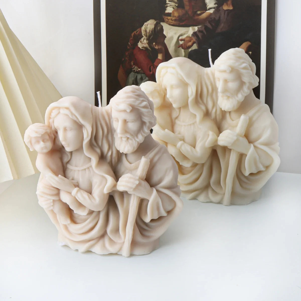 3D Holy Family Statue Silicone Mold Jesus Virgin Mary Baby Family with Three People Candle Resin DIY Tool Religion Home Decor