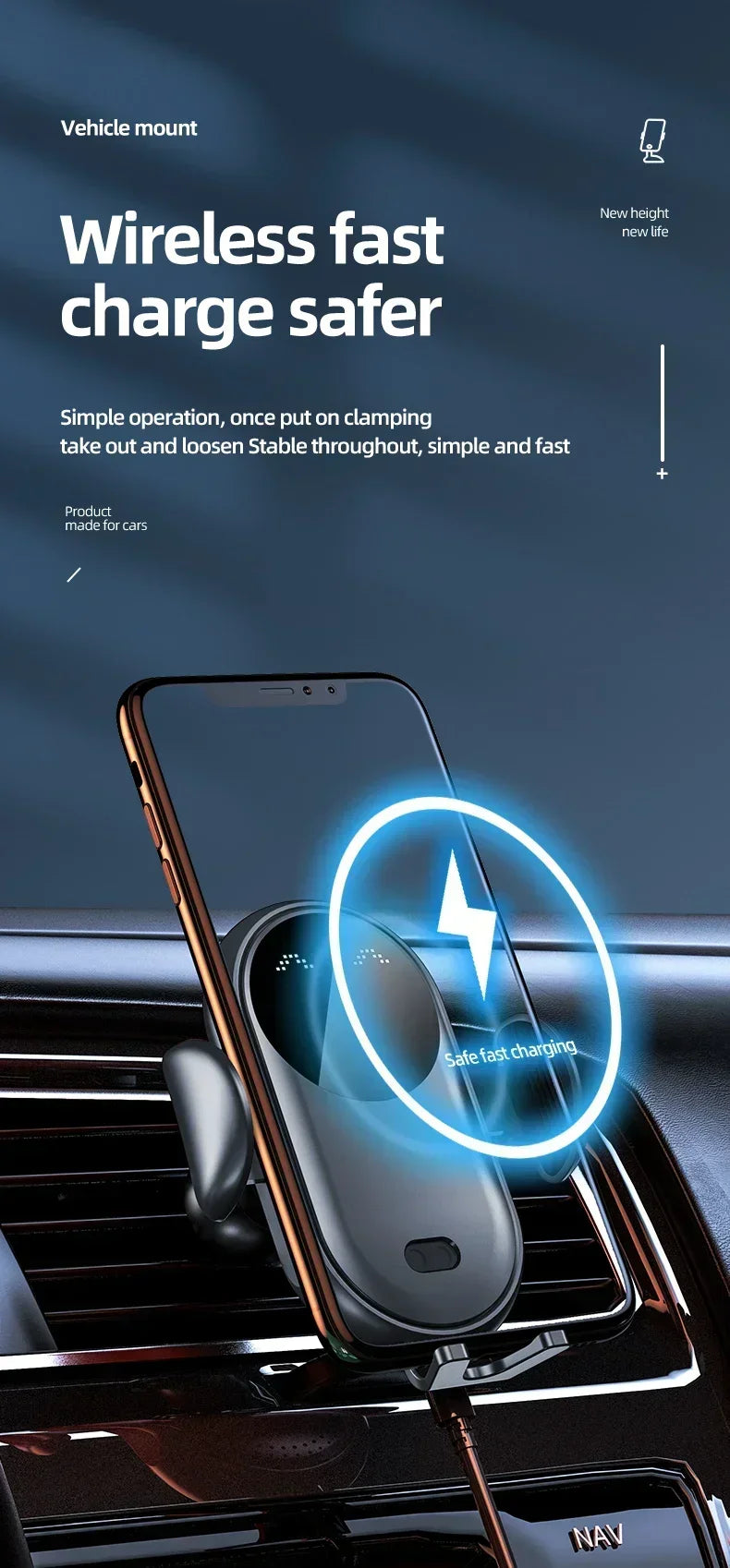 Automatic 15W  Car Wireless Charger for iPhone 13 12 14 XR X 15Samsung S20 S10 Magnetic USB Infrared Sensor Phone Holder Mount