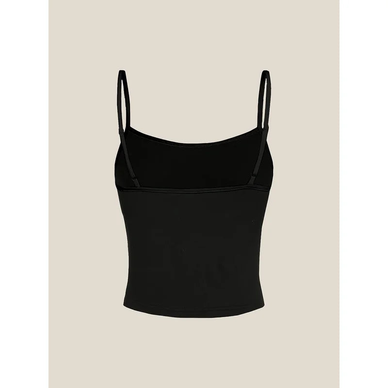 Women's Y2K Sexy Sleeveless Camisole Tank Top -Adjustable - Black