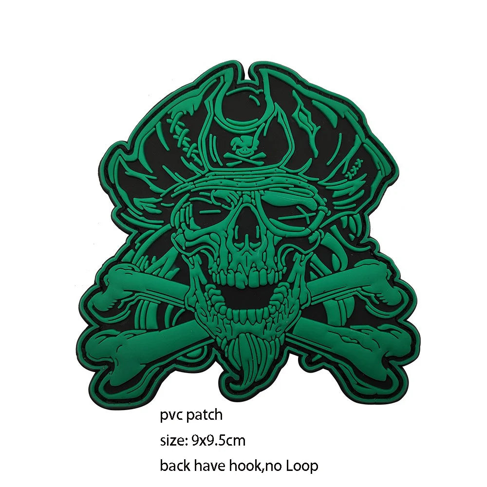 New Design Creative Pirate Captain Jack Soft PVC Armband Glow-in-the Dark Skull Tactical Morale Backpack Patches for Clothing