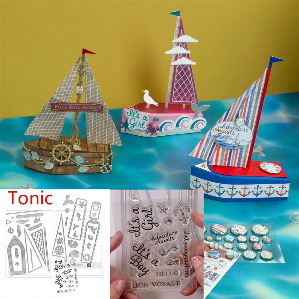 New Sail Away Boat Box Die Set Metal Cutting Dies DIY Scrapbooking Album Embossing Petal Perfection Gift Cuts Crafts Decoration