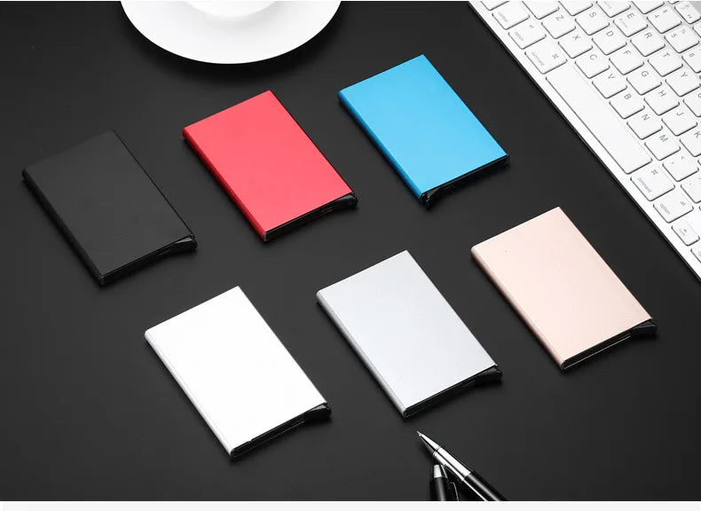Anti-theft Aluminum Single Box Smart Wallet Slim RFID Fashion Clutch Pop-up Push Button Card Holder Name Card Case bank card bag