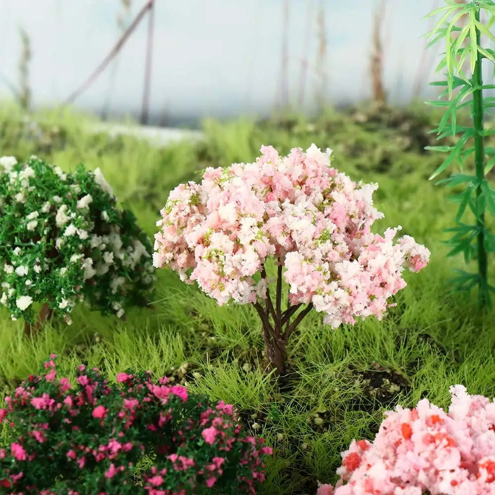Durable Plastic Sakura Miniatures Rural Style Model Simulation Trees Landscape Vivid Micro Landscape