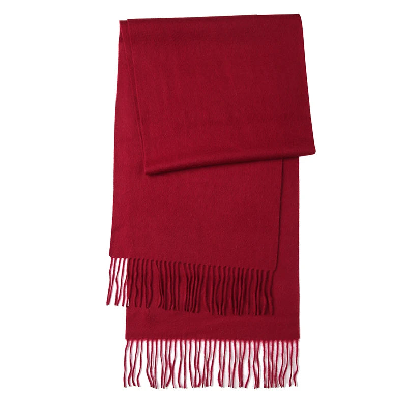 LONGMING 100% Merino Wool Knitted Shawl New Women Autumn Fashion Classic Plaid Solid Scarf Winter Warm Knottable Muffler for Man