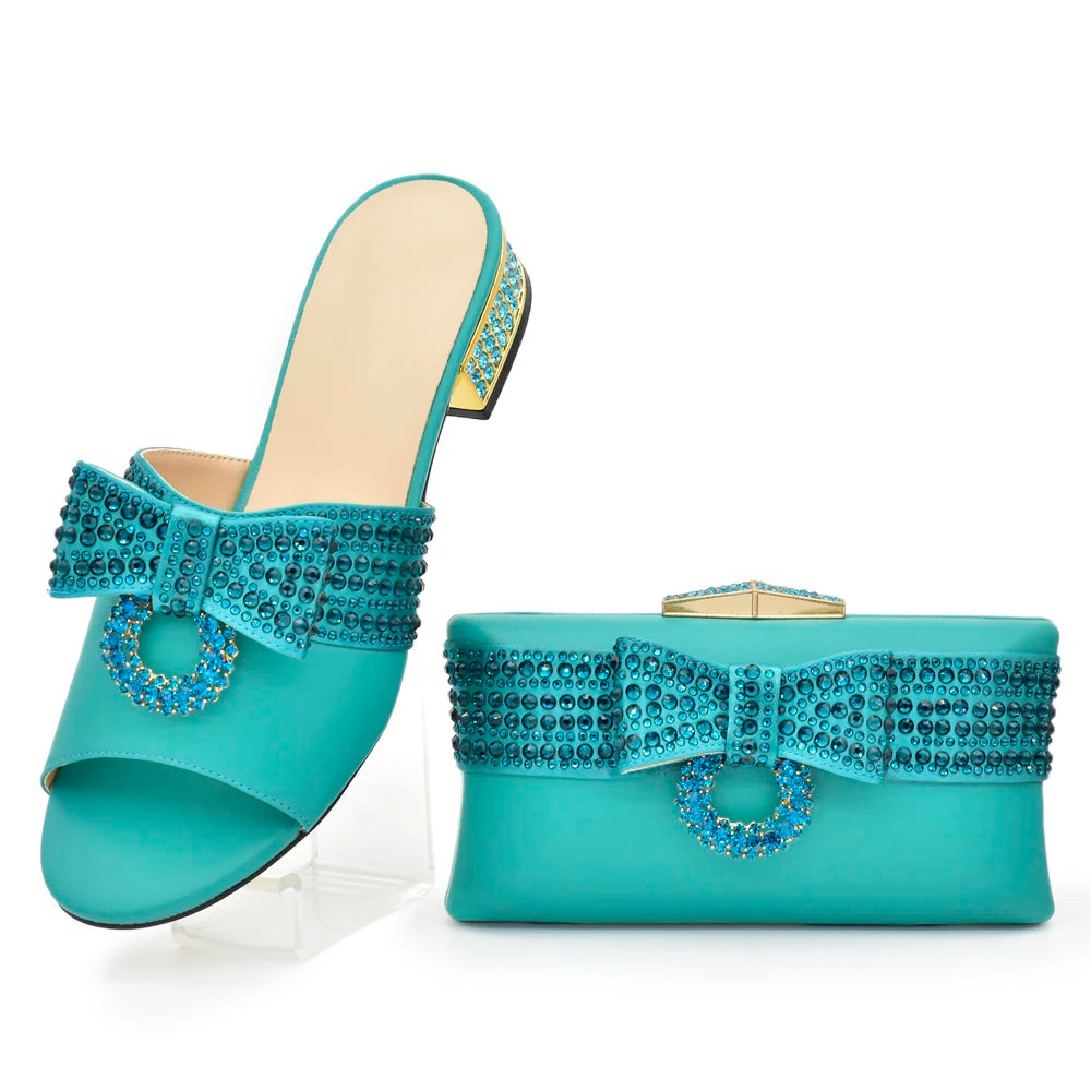 Rhinestone Matching Shoes and Bag Set