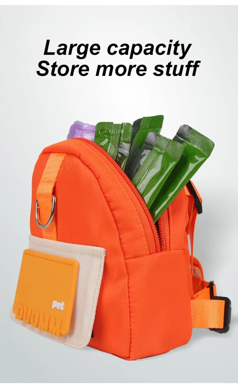 Cute Adjustable Pet Backpack with Harness Leashes Outdoor Travel Portable Dog Training Treat Pouch Pet Puppy Snack Storage Bags