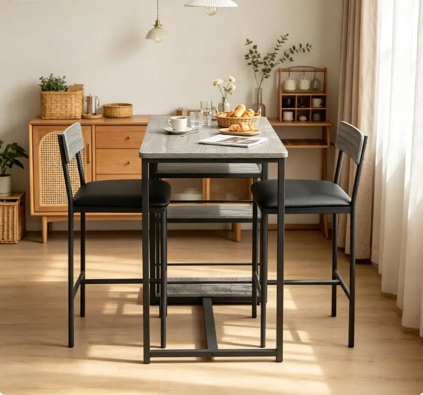 Garvee Folding Dining Table Set Kitchen Table w/Storage Shelves