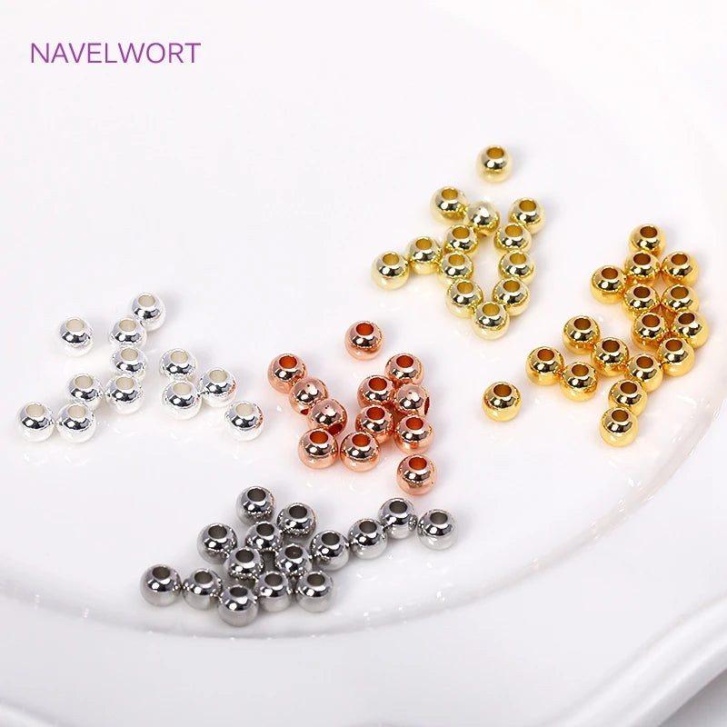 2/2.5/3/4/5/6mm 18K Gold Plated Loose Beads Brass Round Spacer