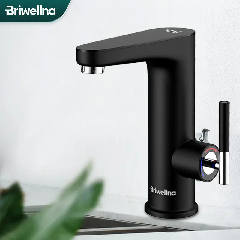 Briwellna Electric Water Heater 220V Flowing Heater Kitchen Faucet 2 in 1 Tap Tankless Water Heating Mixer Electric Geyser