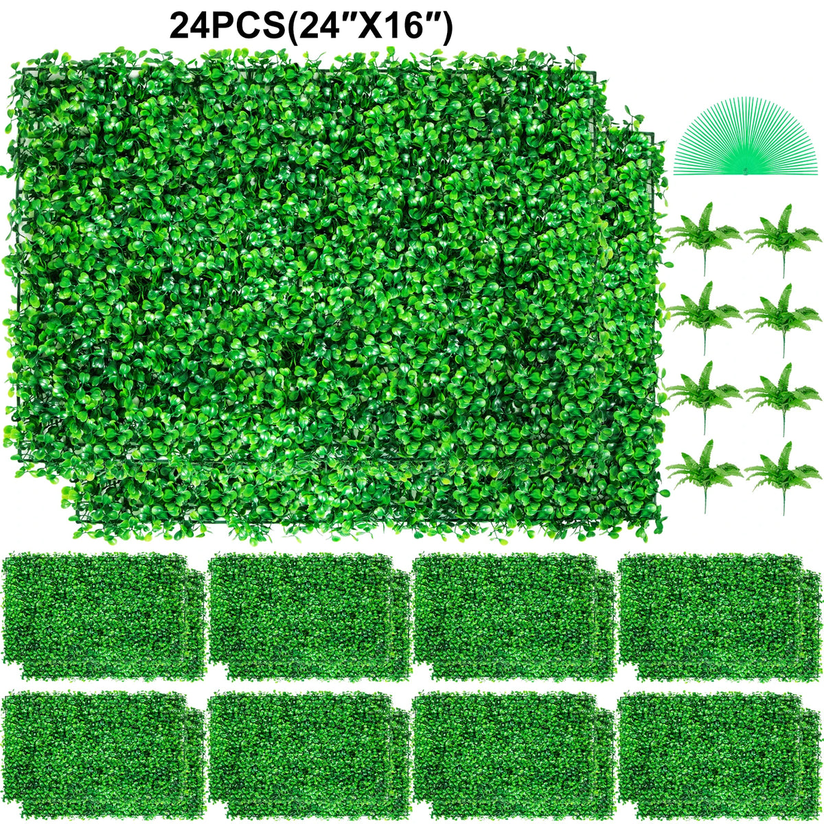 Succebuy Artificial Boxwood Panel 24pcs 20x20/24x16 in Boxwood
