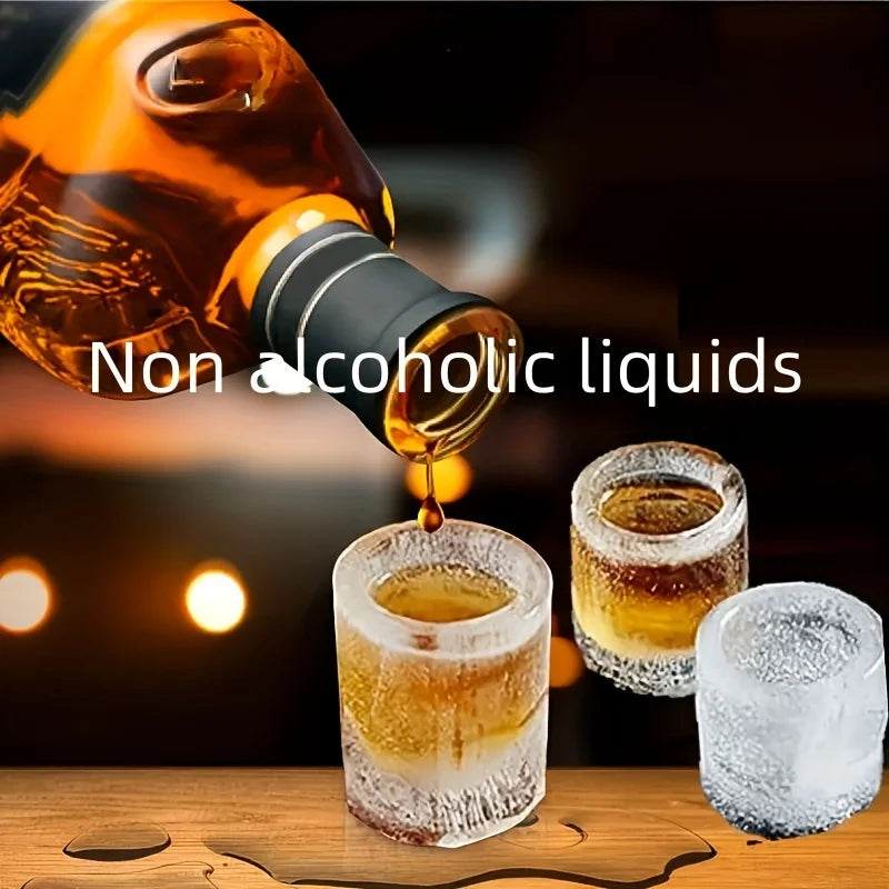 Silicone Ice Cube Mold Four Hole Press Ice Block Maker Creative Round Cup Shape Ice Molds for Whiskey Beer Bar Kitchen Tools