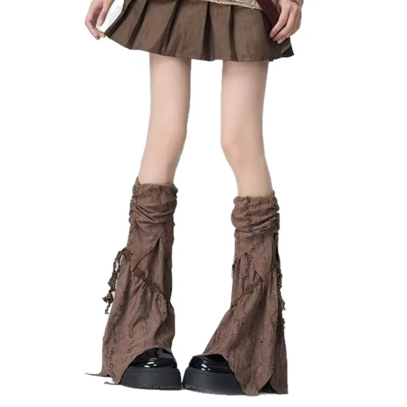 Y2K Leg Warmers Subculture Brown Niche Design Sense Wandering