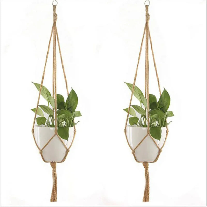 Garden Hanging Planter Macrame Plant Storage Basket Jute Rope Woven Indoor Outdoor Flower Pot Holder Plant Hangers Home Decor
