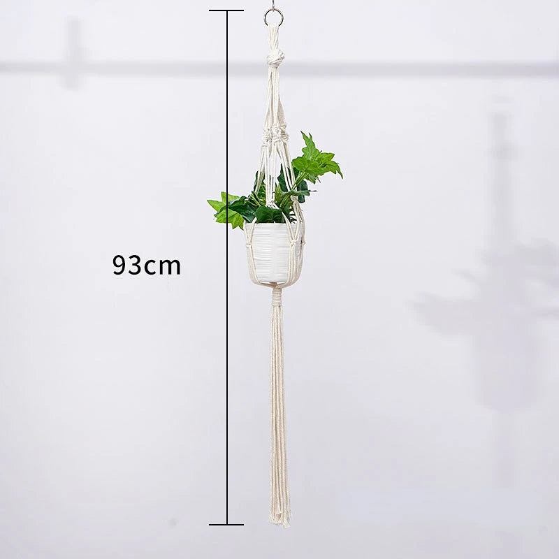 Handmade Macrame Plant Hanging Basket Garden Pots Holder Balcony Macrame Wall Hanging Decoration Knotted Lifting Rope Home Decor