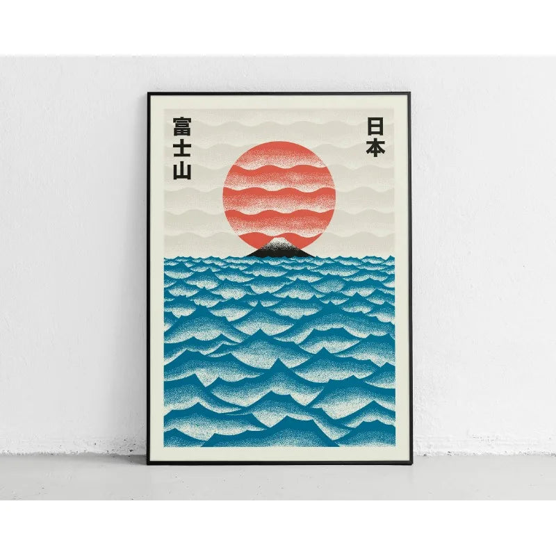 Japanese Contemporary Tokyo Art Canvas Poster Sunrise Wave Mount Fuji Monster Wall Art Prints for Modern Living Room Home Decor