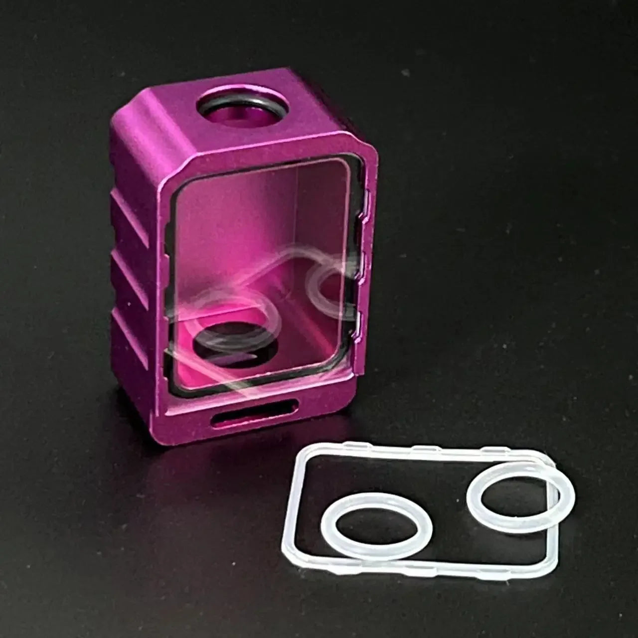 Colorful Aluminum/Acrylic 39mmx26mmx16.5mm Desk Organizer Box BORO with Glass Cover Billet Storage O Rings Holders Accessories