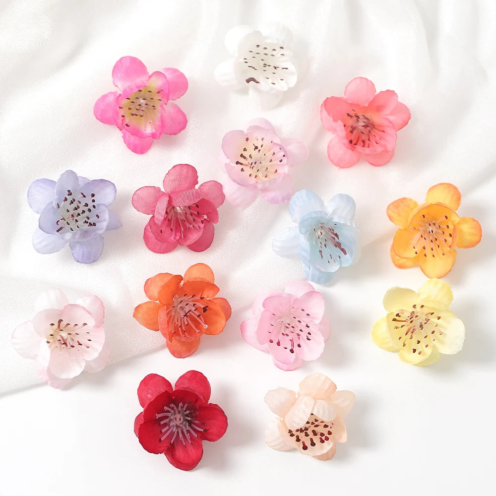 20/30Pcs Peach Blossom Artificial Flower Head For Wall Plant Home Room Decoration DIY Garland Valentine's Day Gift Wedding Decor