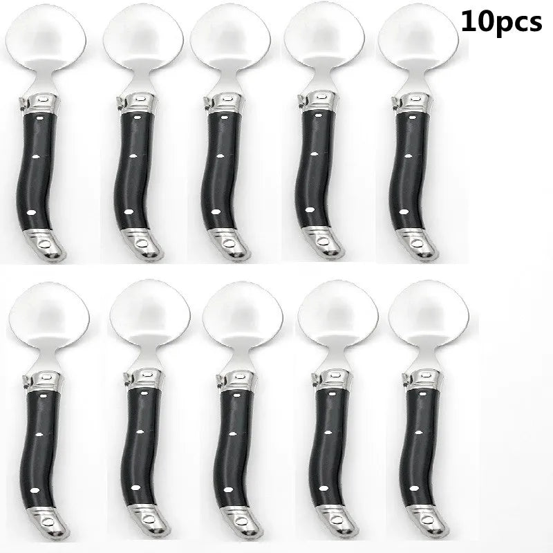 Laguiole Teaspoon set Mini Small Coffee Spoons Ice Tea Spoon Stainless Steel Stirring Dessert Scoop Flatware 6'' 15.5cm 4-10pcs