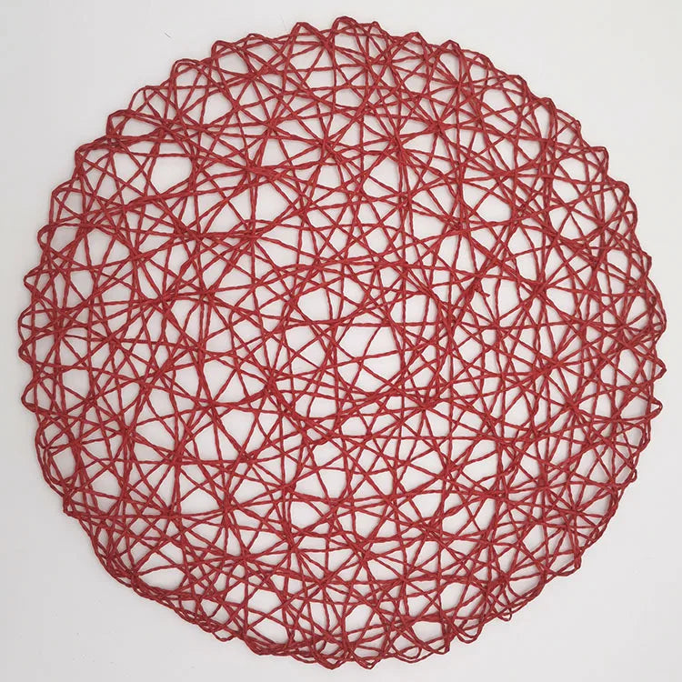 15'' Paper Braided Round Placemats Natural Non-Slip Heat Resistant Table Mats for Dining Tables Woven Indoor & Outdoor Placemats