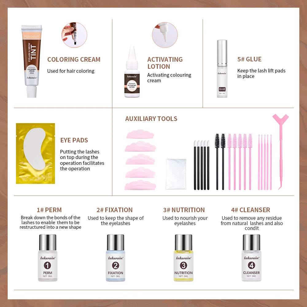 Professional Eyelash Perm &amp; Tint Kit Black Brown Eyebrow