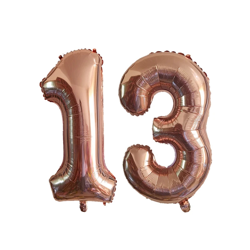 2pcs 32inch Rose Gold Balloon Number Banner 18 25 30 40 50 60 Birthday Party Decoration Kids Adult Anniversary Digit Foil Ballon