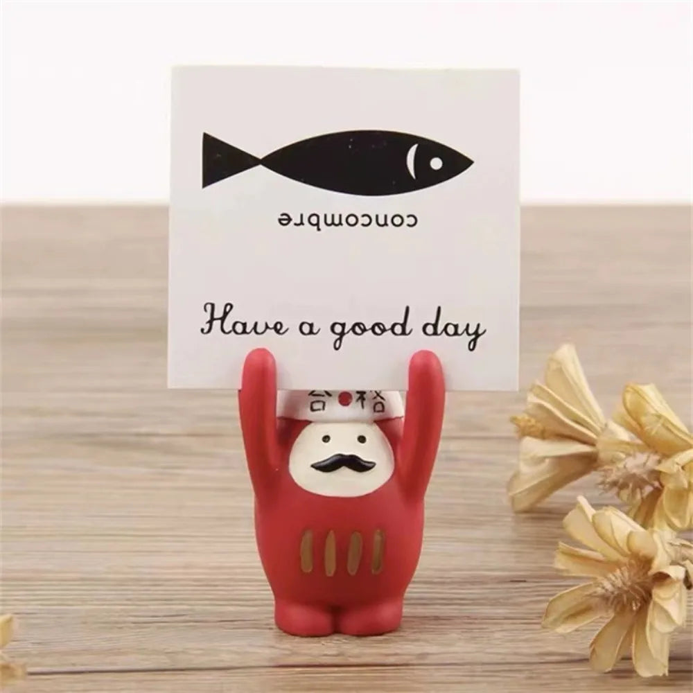 Decorations Creative Cartoon Card Holder Cute Resin Cartoon Style Korean Stationery Office Desk Organizer Mini Display Stand