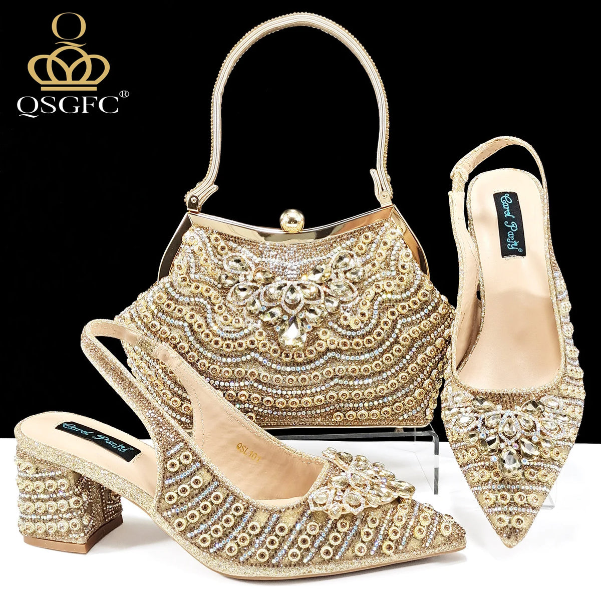 Queen Yan INS Full Rhinestone Comfortable high heel shoes