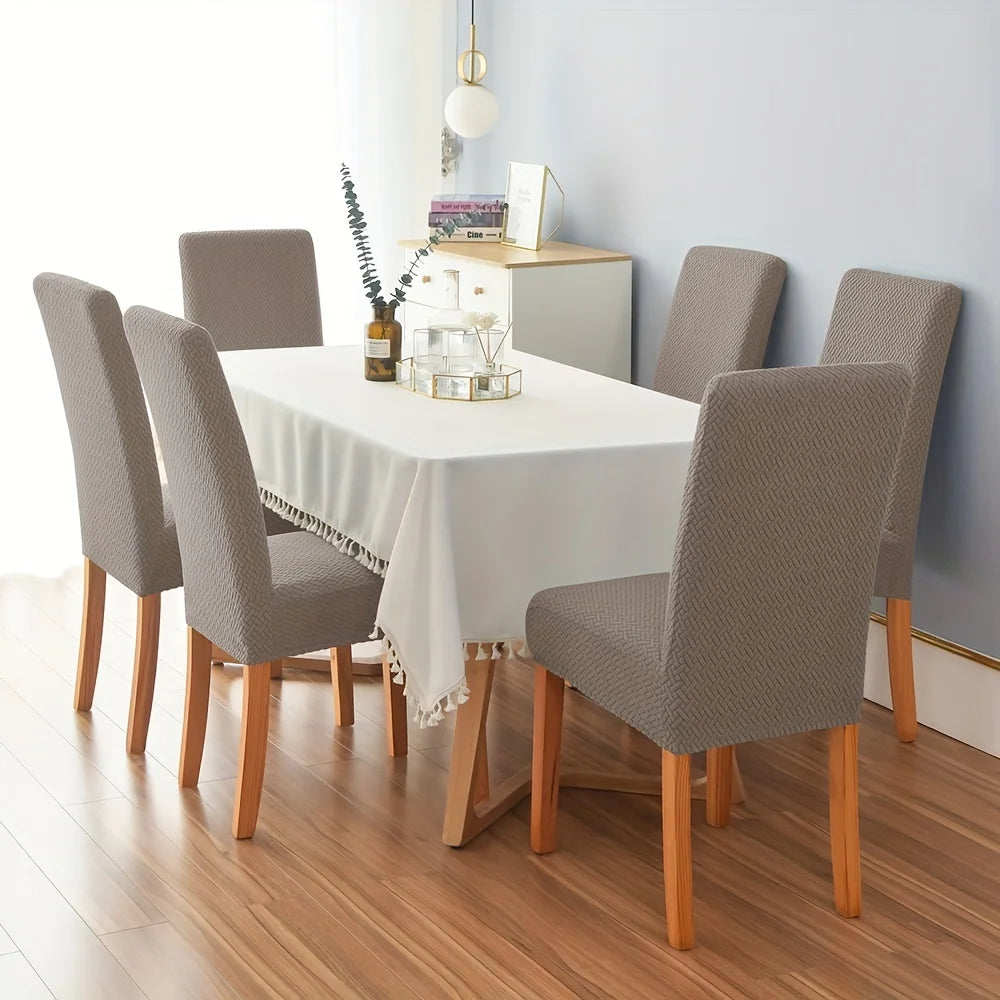 Elastic Dining Chair Cover Stretch Seat Slipcover Jacquard Spandex Protector Case for Kitchen Chair Seat Home Hotel Banquet