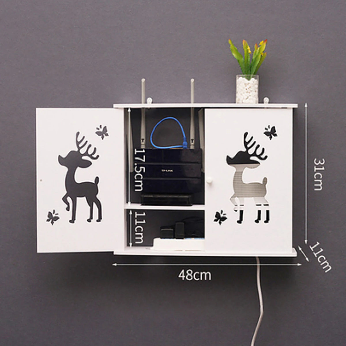 Punch-free Double Layers Wall Shelf TV set-top Box Rack Living Room Router Wall Hanging Storage Box Wireless Wifi Router Shelf