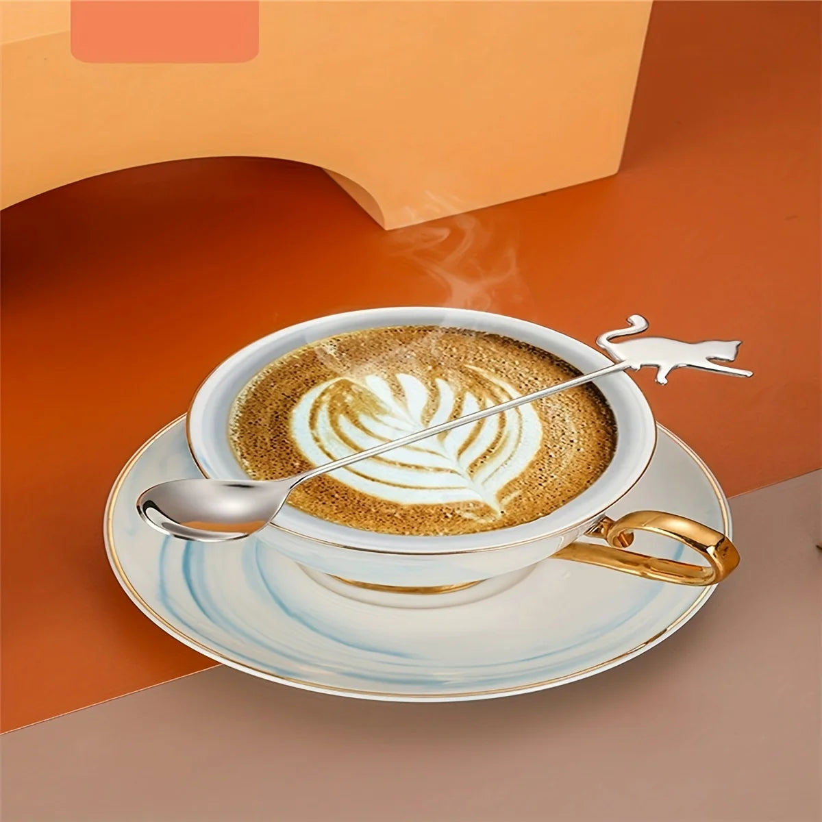 2pcs, Dessert Spoon, Stainless Steel Coffee Spoon, Cute Milk Spoon, Kawaii Cat Stirring Spoon, Reusable Ice Cream Spoon