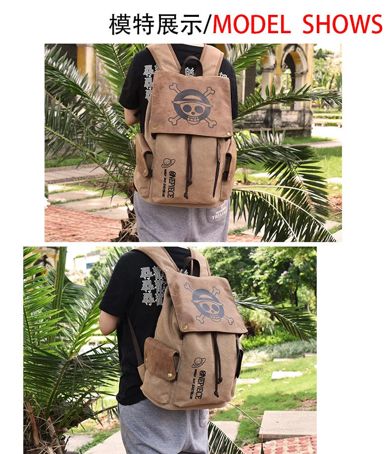 Cartoon Animation AttackonTitan ONEPIECE NARUTO Large Capacity Canvas Backpack