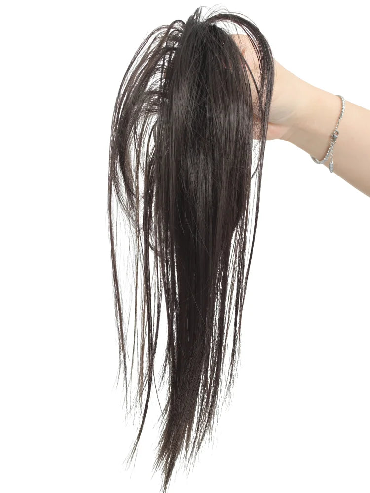 Short Straight Claw Clip Ponytail Extensions Synthetic Layered