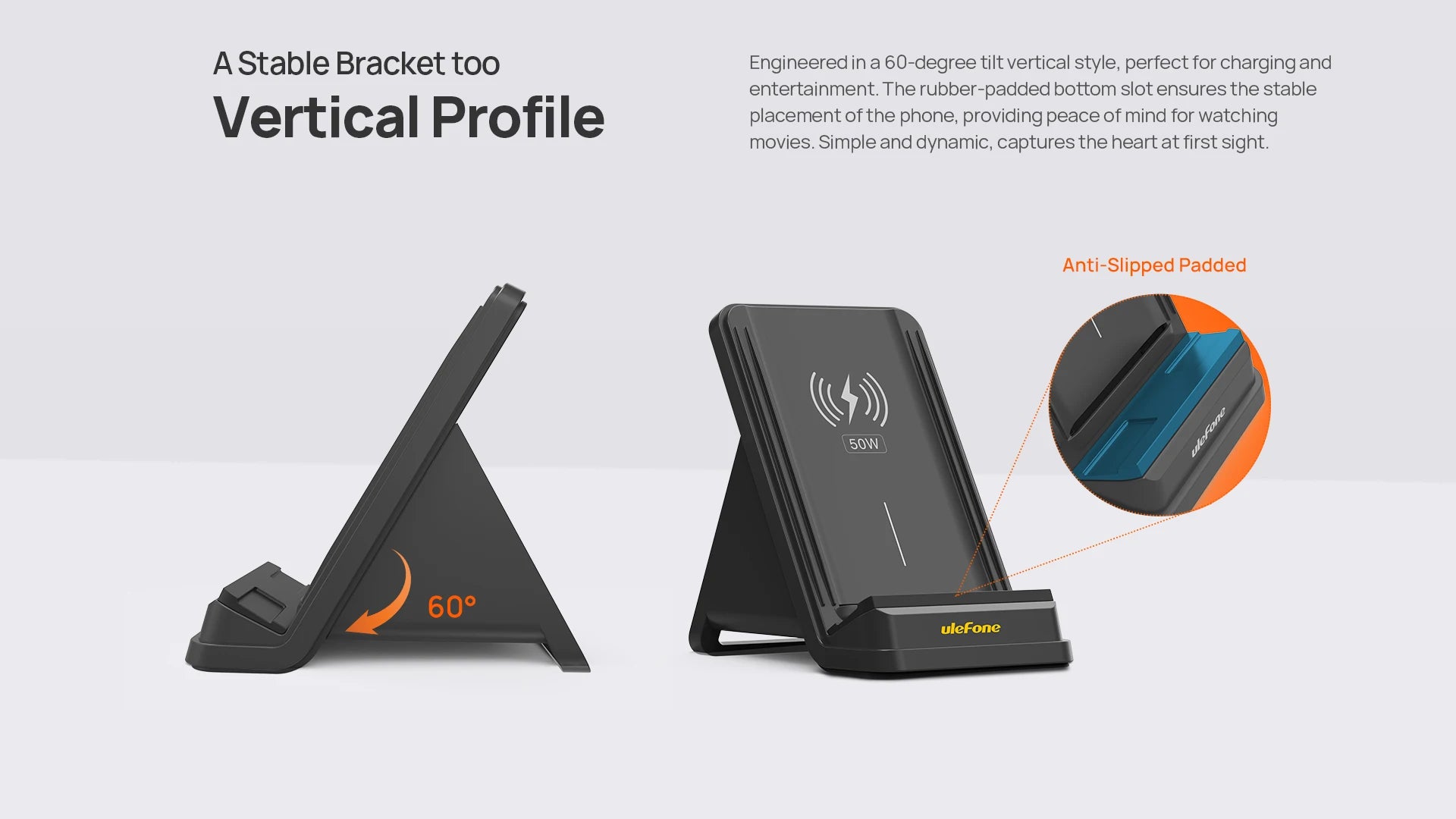 Ulefone WCS01 50W Air-cooled Wireless Charger Stand Ulefone Wireless Charging Phone Holder