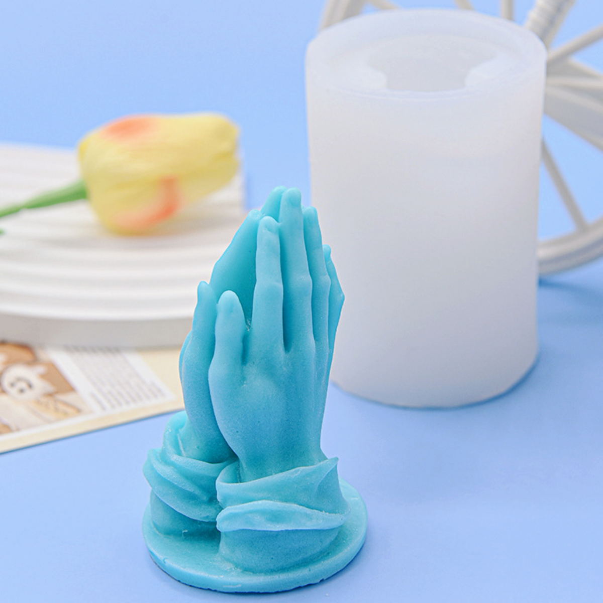 Folded Prayer Gesture Silicone Candle Mold Buddha Beads Hand Plaster Soap Resin Mould DIY Chocolate Cake Making Home Decor Gift
