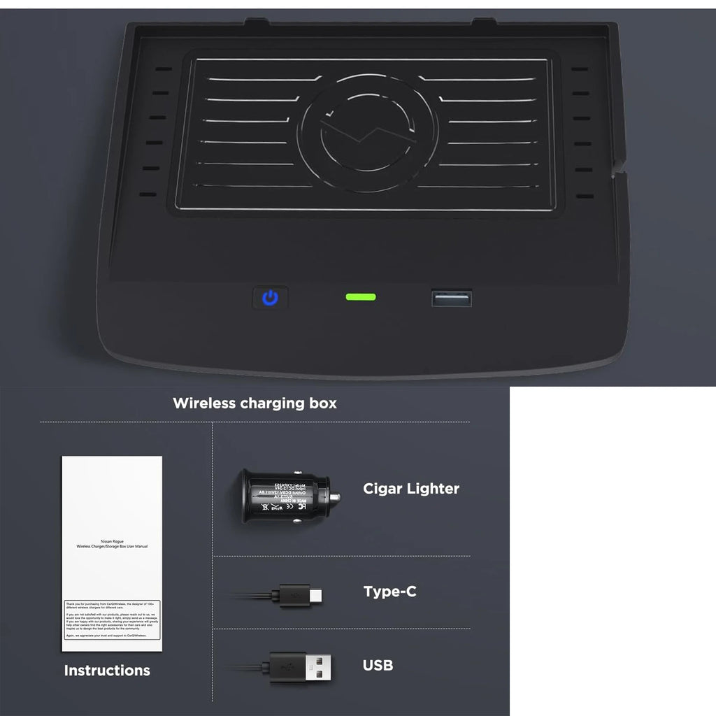 For Nissan Rogue T33 2021 2022 2023 2024 Car Wireless Charger Qi Car Mobile Phone Wireless Charging Pad Interior Accessories