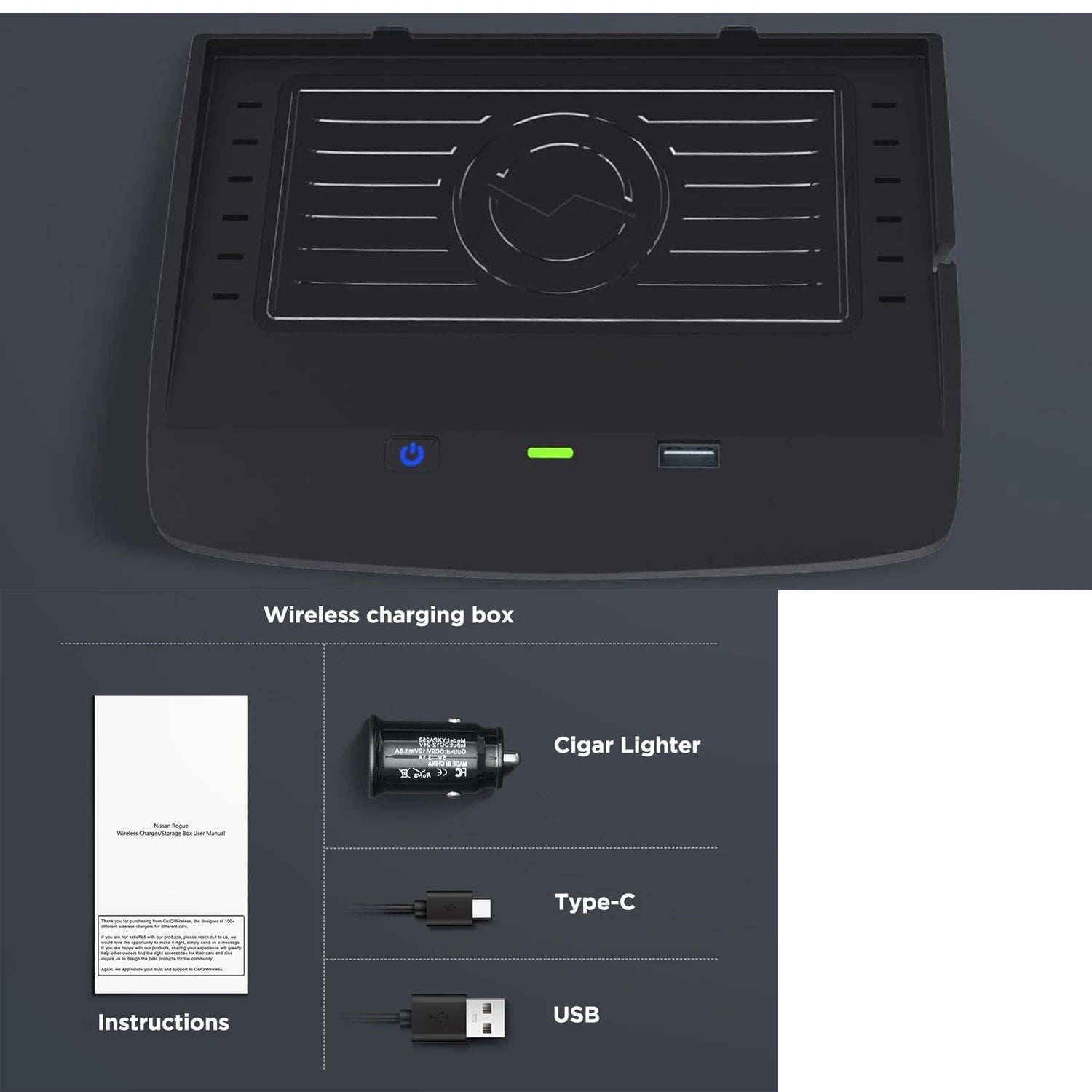 For Nissan Rogue T33 2021 2022 2023 2024 Car Wireless Charger Qi Car Mobile Phone Wireless Charging Pad Interior Accessories