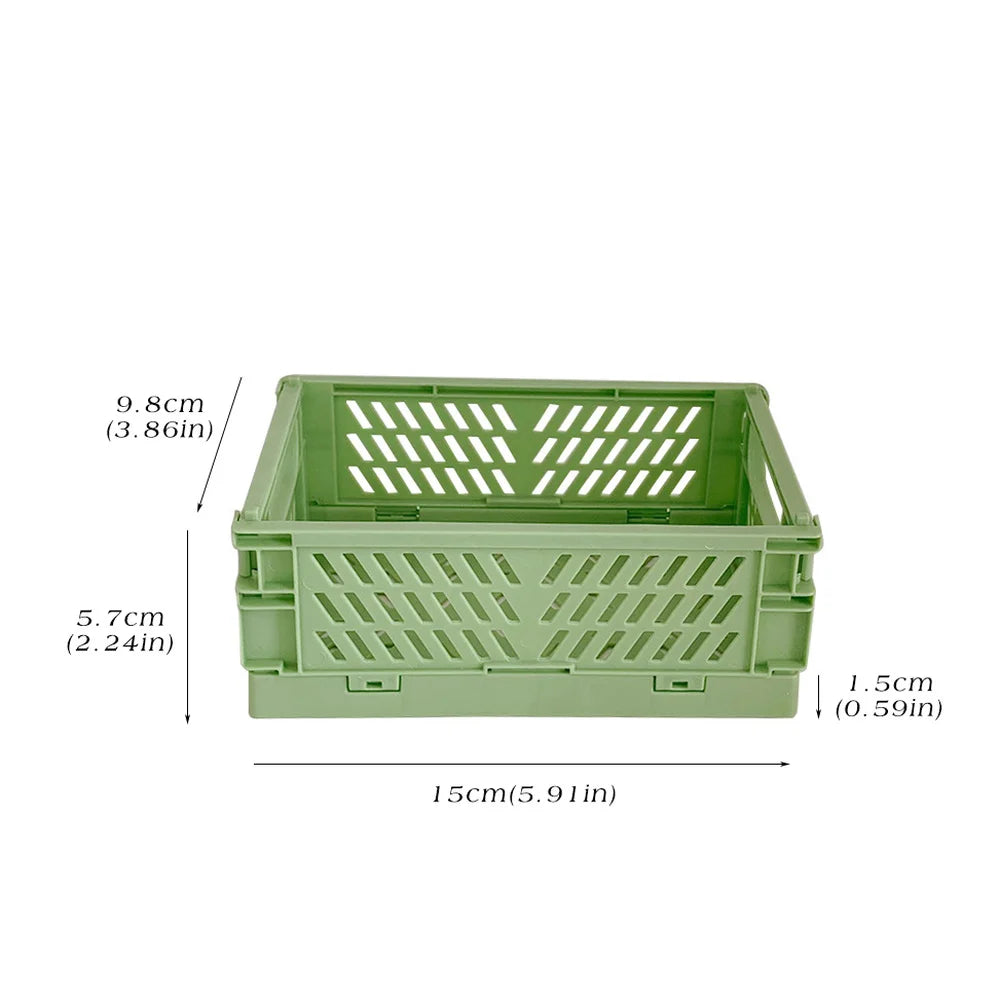 1 Pc Mini Foldable Desk Organizer Box Plastic Space-Saving Design Stationery Storage Basket for Tidy Student Workspaces