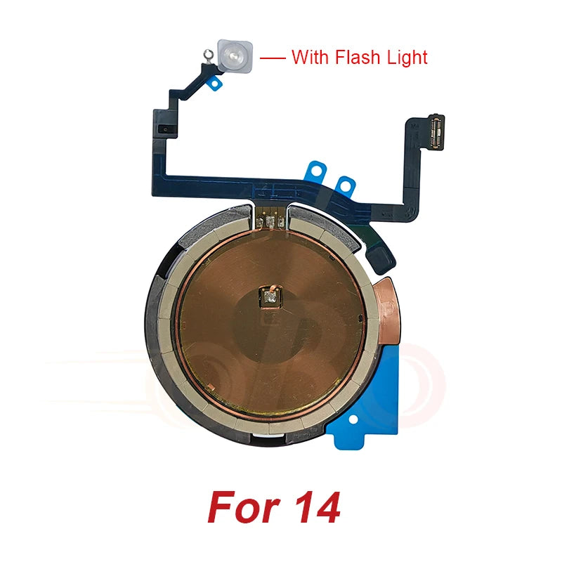 Wireless Charging Coil Sticker With Flash light Flex Cable For iPhone 14 15 16 Plus Pro Max Promax Wireless Charger Repair (1PC)