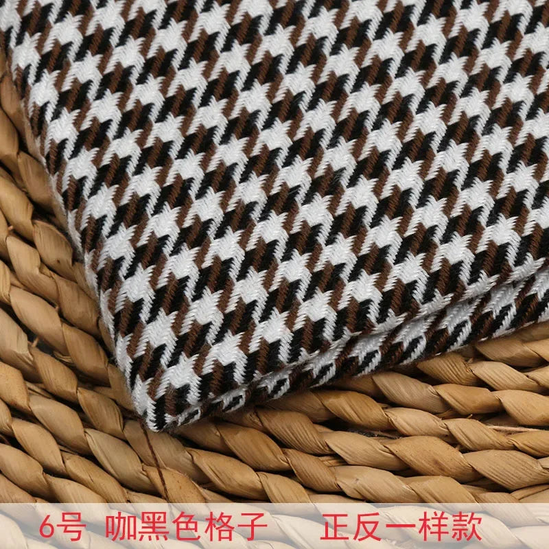 High-end Thousand Bird Grid Sofa Fabric Thickening Plaid Cotton Linen Cloth Tablecloth Pillow Cushion Cover Handmade DIY Fabric