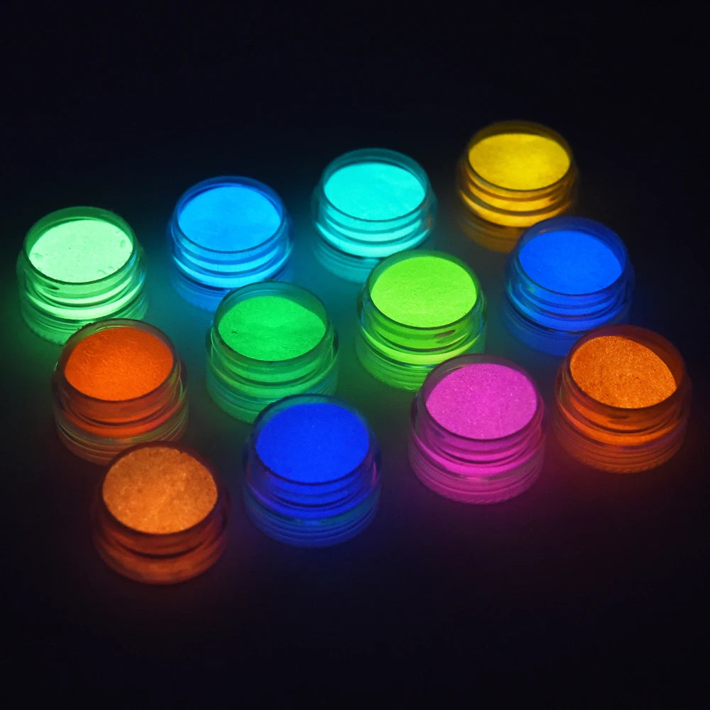 6/12pcs Set Luminous Powder Resin Pigment DIY Epoxy Resin Mold Nail Art Glitter Powder Glow In The Dark Jewelry Making Supplies