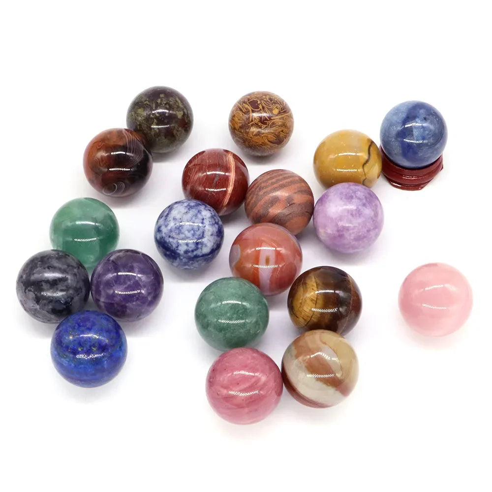 30MM Crystal Ball Natural Reiki Healing Quartz Stone Globe Energy Gemstone Fengshui Sphere Wicca Chakra Massage Home Decor Gifts