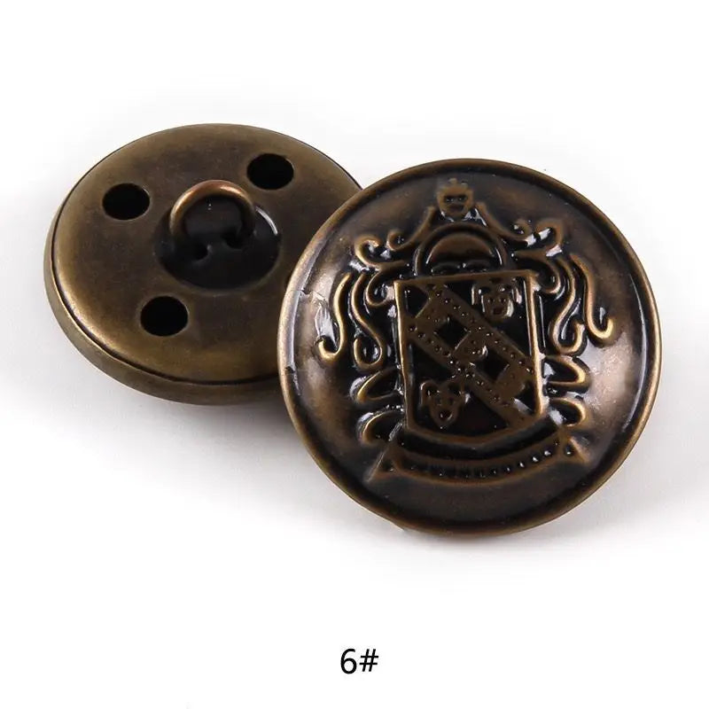 10pcs 15/20/25mm Metal Vintage Coat Suit Uniform Button Retro Copper Buttons Round Shank button DIY Sewing Ornaments
