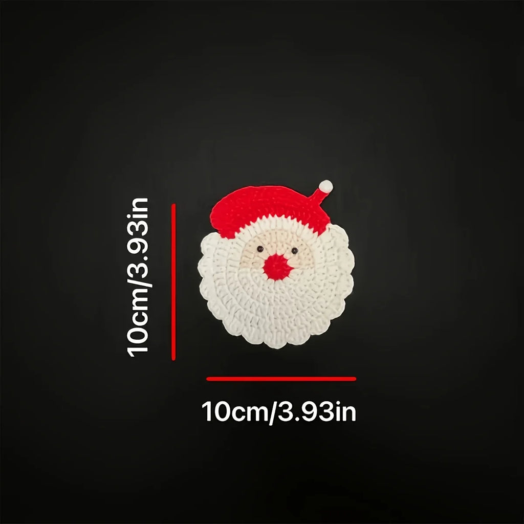 2/4pcs Handmade Crochet Santa Claus Coasters Durable Fabric Drink