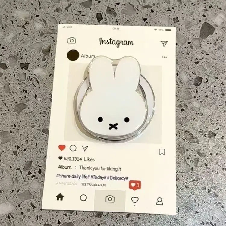 Kawaii Miffy Rabbit Magnetic Phone Stand Cartoon Telescopic Portable Stand Magnetic Mobile Phone Airbag Stand Girl Birthday Gift