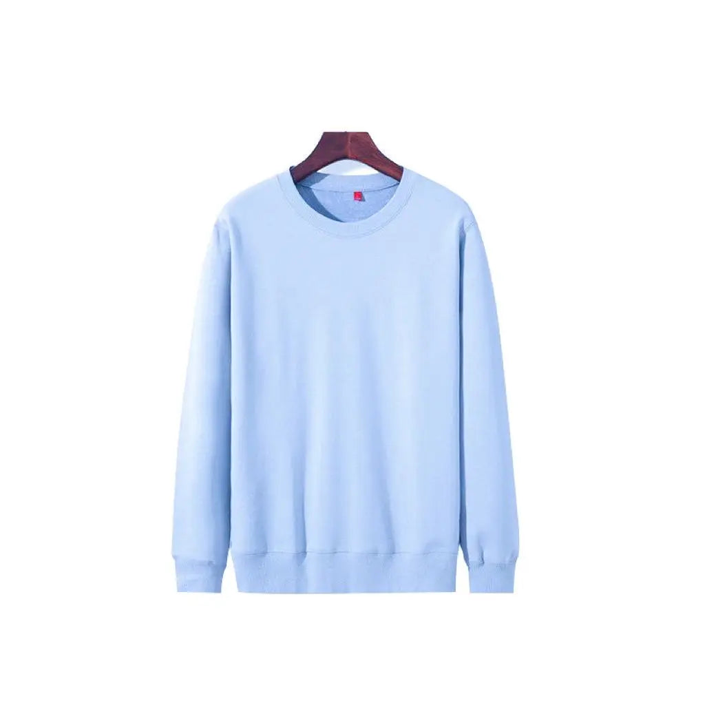 600G Pure Cotton Plush Thickened Sweatshirt Thin Plush Heavyweight Solid Round Neck Sweater Autumn Winter Warm Sweater