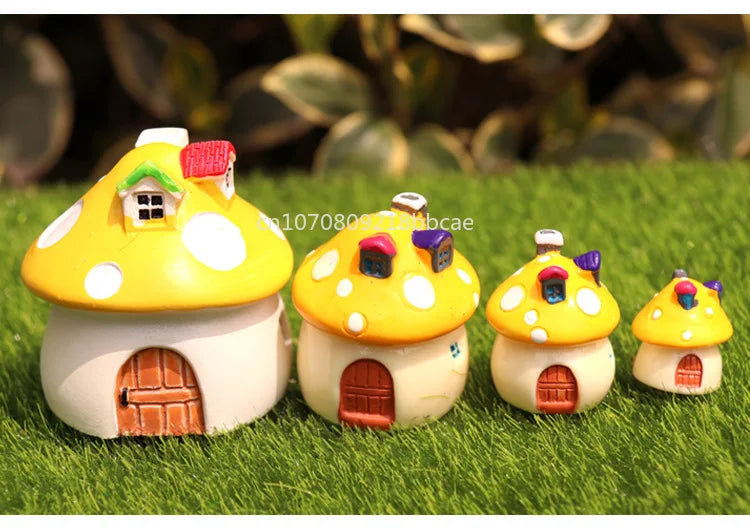 Mini Resin Moss Micro Landscape Decor Outdoor Fairy Miniature Garden Mushroom House Ornaments Handicraft Flower Pot Accessories