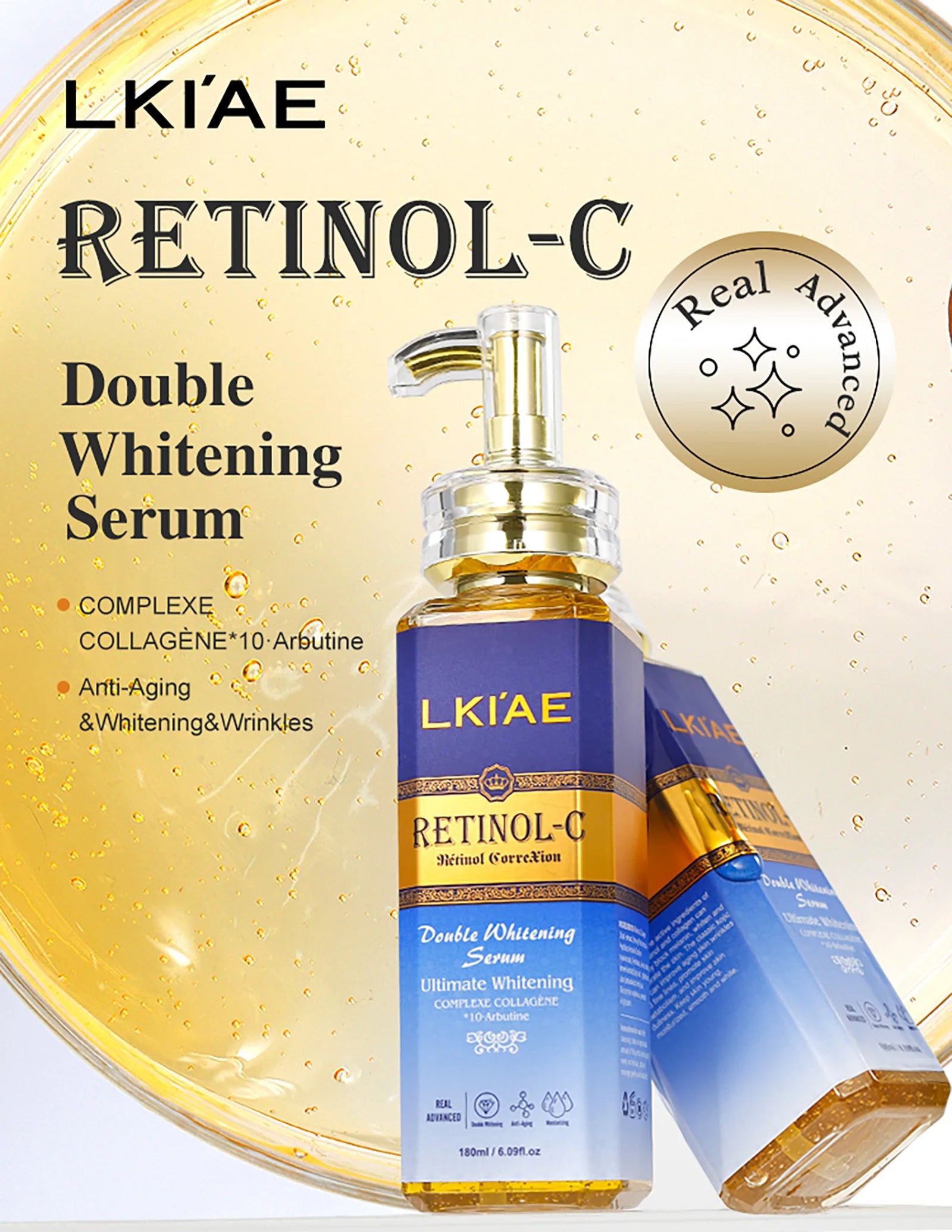 LKIAE Advanced Retinol Whitening Skin Care Set for All Skin Types, Moisturizing, Reduce Wrinkle, Dark Spot, Melanin, Smooth Skin