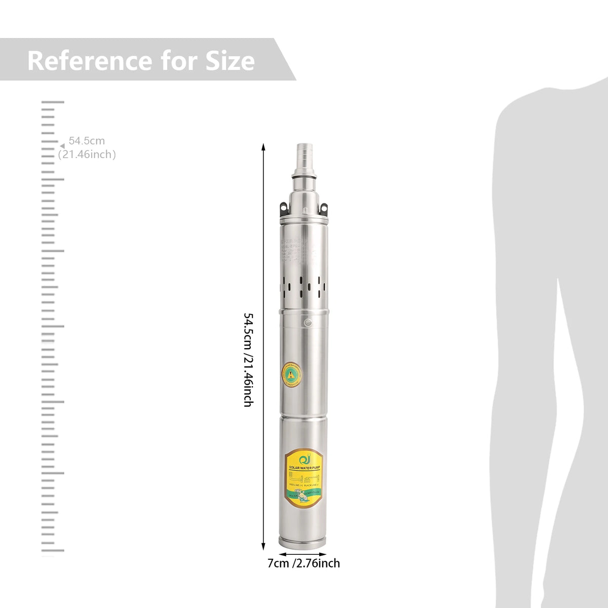 0.5HP Deep Well Submersible Pump DC24V Stainless Steel Deep