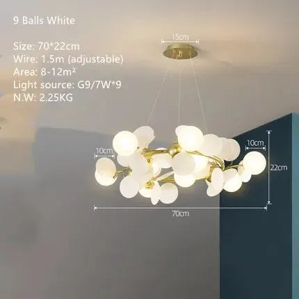 Modern Chandelier Grape Design Glass Pendant Light Indoor LED Nordic Light For Living Room Dining Hall Hotel Kitchen Island Lamp