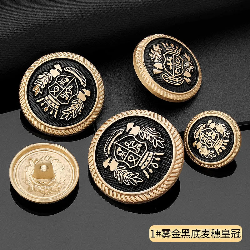 Vintage Gold Black Round Metal Shank Buttons for Diy Craft Handmade Clothing Coat Suit Sweater Scrapbooking Sewing Supplies